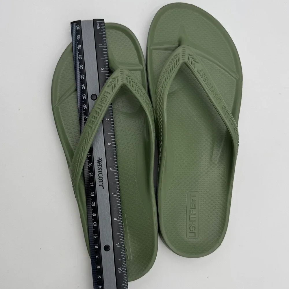 Lightfeet Arch Support Flip Flops Sandals Women 9 / Men 8 Green Beach Vacation